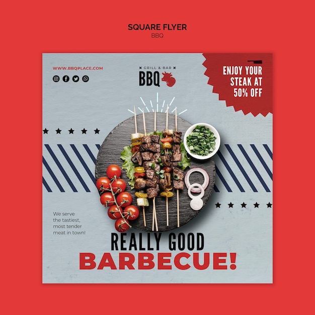 Wirklich gute grill quadratische flyer vorlage