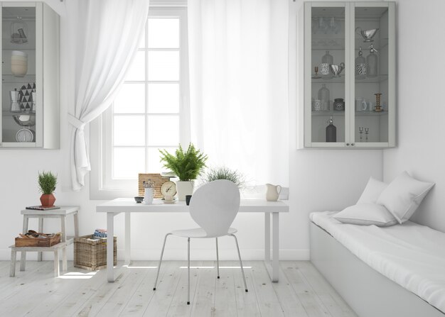 Wohnzimmer mit Tisch und Sofa Modell