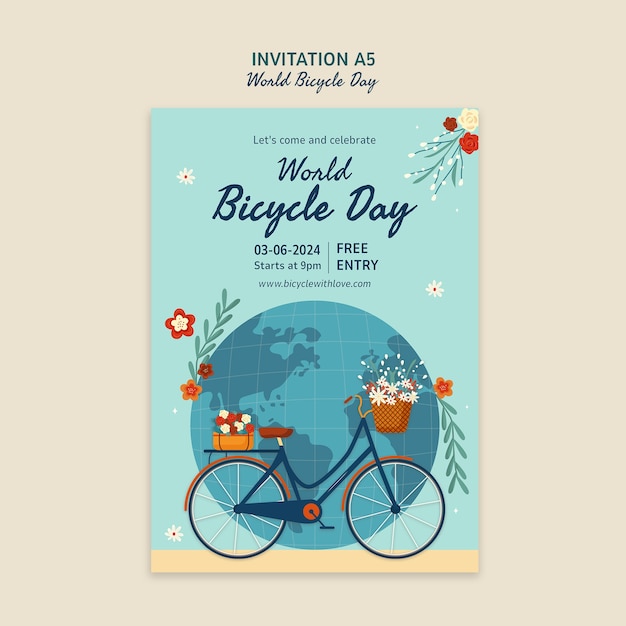 Kostenlose PSD world bicycle day celebration template