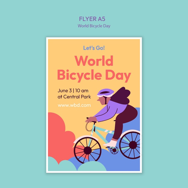 Kostenlose PSD world bicycle day celebration template