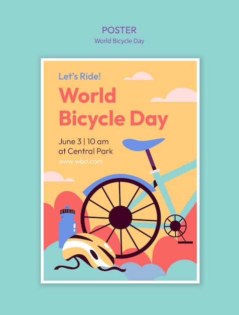 Kostenlose PSD world bicycle day celebration template