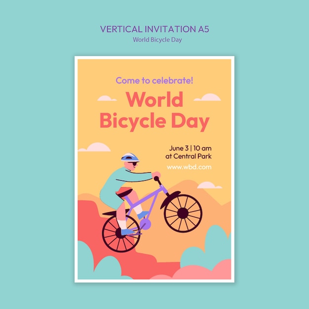 Kostenlose PSD world bicycle day celebration template