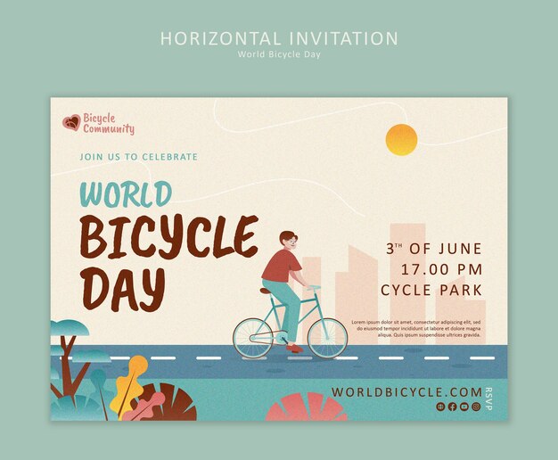 Kostenlose PSD world bicycle day celebration template