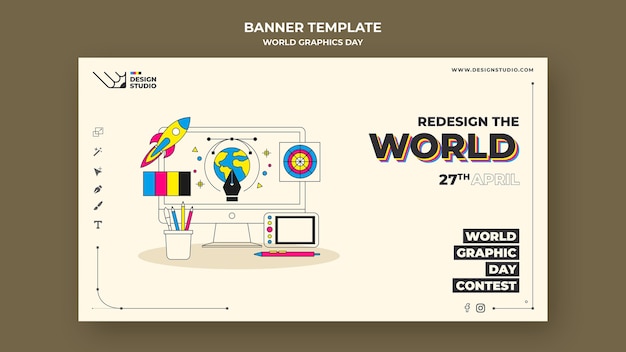 Kostenlose PSD world graphics day banner vorlage