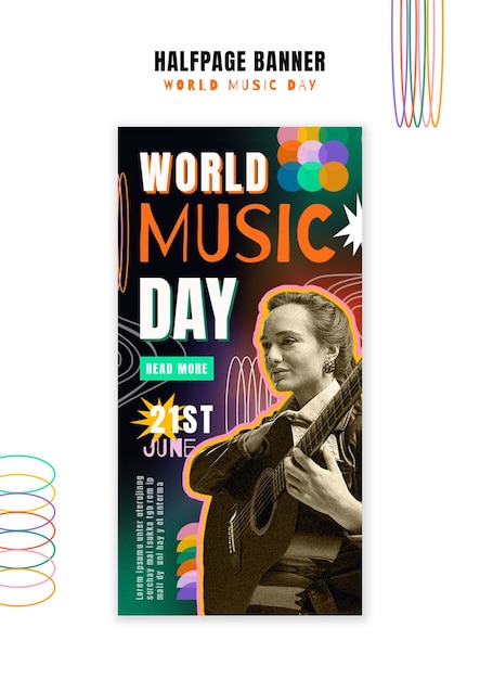 Kostenlose PSD world music day template design