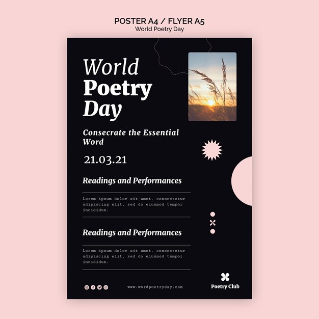 World Poetry Day Event Flyer Vorlage