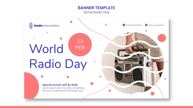 Kostenlose PSD world radio day banner vorlage