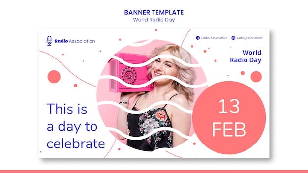 Kostenlose PSD world radio day banner vorlage