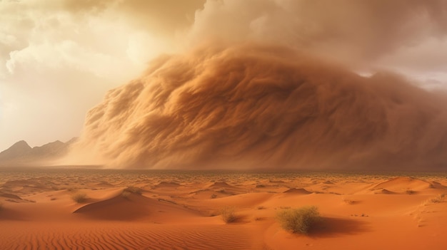 Wüstenlandschaft mit Sandsturm Generative KI