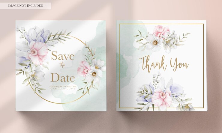 Kostenlose PSD wunderschöne hochzeitseinladungskarte mit elegantem vintage-blumenmuster