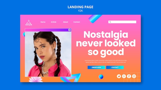 Kostenlose PSD y2k-fashion-landing-page-vorlage