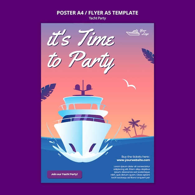 Kostenlose PSD yacht-party-poster-vorlage