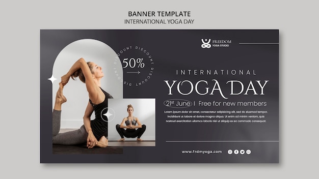 Kostenlose PSD yoga-banner-vorlage mit farbverlauf