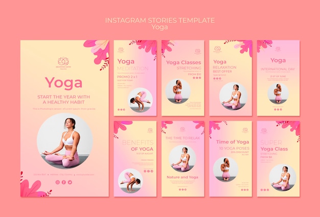 Kostenlose PSD yoga lektionen instagram geschichten vorlage