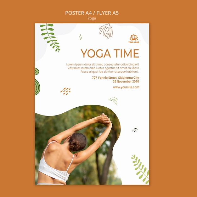 Kostenlose PSD yoga-positionen flyer vorlage