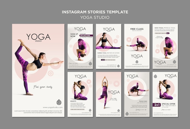 Kostenlose PSD yoga studio instagram geschichten vorlage