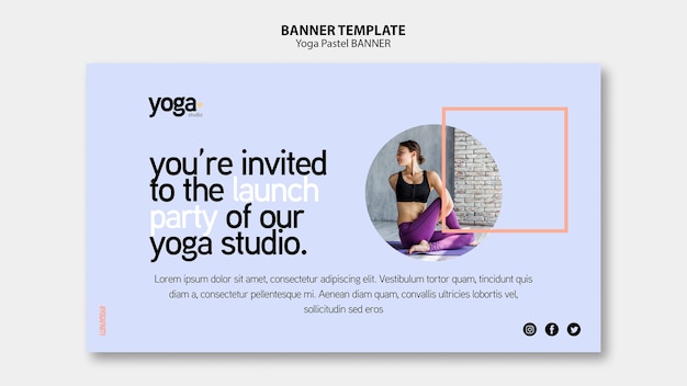 Kostenlose PSD yoga studio party banner vorlage