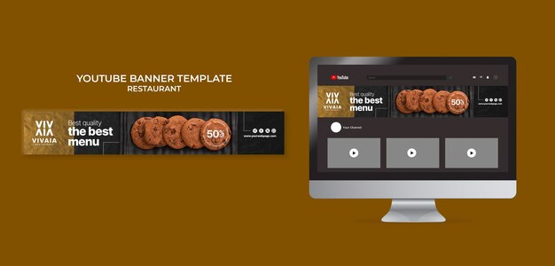 Youtube-Banner für leckeres Essen in einem Restaurant