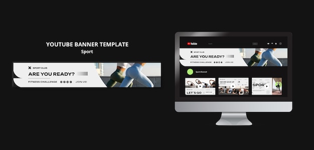 Kostenlose PSD youtube-banner für minimalistisches sportkonzept