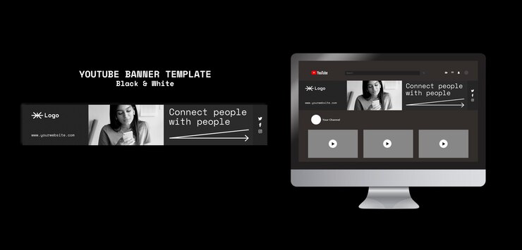 Kostenlose PSD youtube-banner für personen-app verbinden