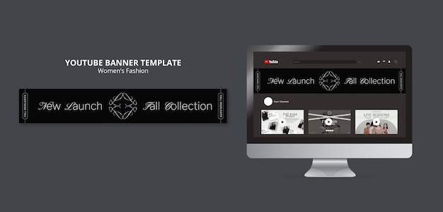 Kostenlose PSD youtube-banner-vorlage für damenmode
