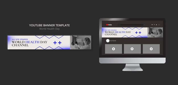 Youtube-Banner-Vorlage für die Feier des Weltgesundheitstages