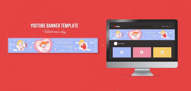YouTube-Banner-Vorlage für Feiern zum Valentinstag