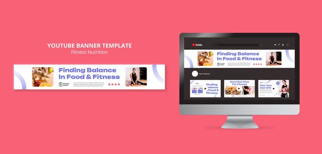 YouTube-Banner-Vorlage für Fitness-Ernährung
