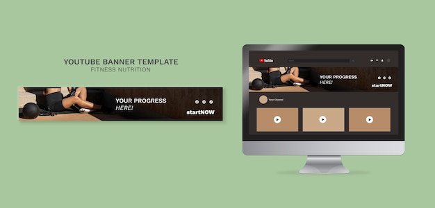 Kostenlose PSD youtube-banner-vorlage für fitness und ernährung