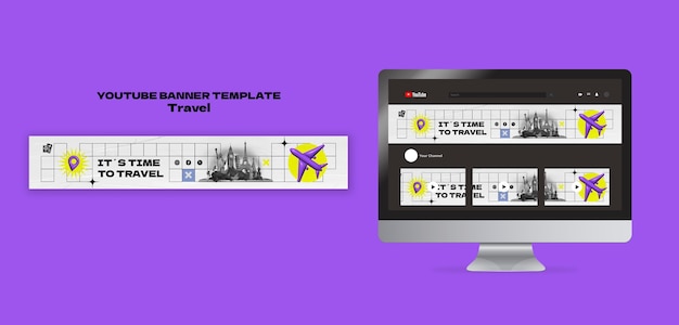 Kostenlose PSD youtube-banner-vorlage für reiseabenteuer