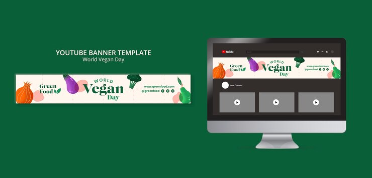 Kostenlose PSD youtube-banner zum weltvegantag