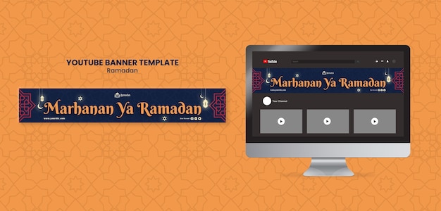 Kostenlose PSD youtube-banner zur ramadan-feier