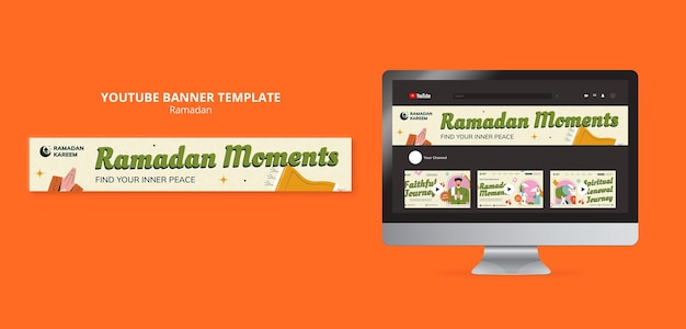 Kostenlose PSD youtube-banner zur ramadan-feier