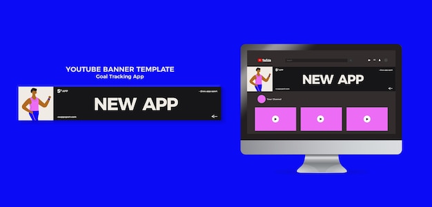 Youtube-bannervorlage für die zielverfolgungs-app