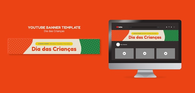 Kostenlose PSD youtube-bannervorlage zur feier von dia das criancas