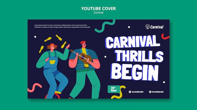 Kostenlose PSD youtube-cover der karnevalsfeier