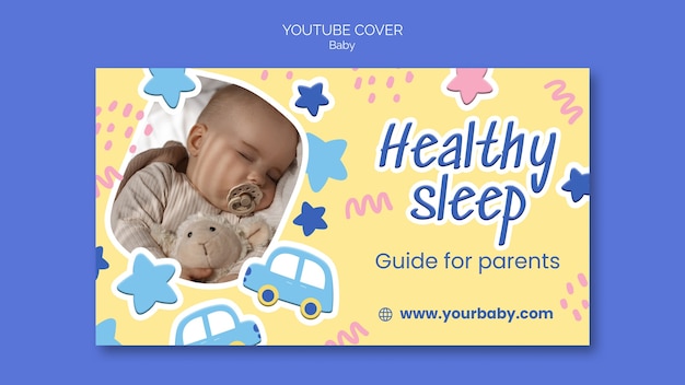 Kostenlose PSD youtube-cover für babypflege im flachen design