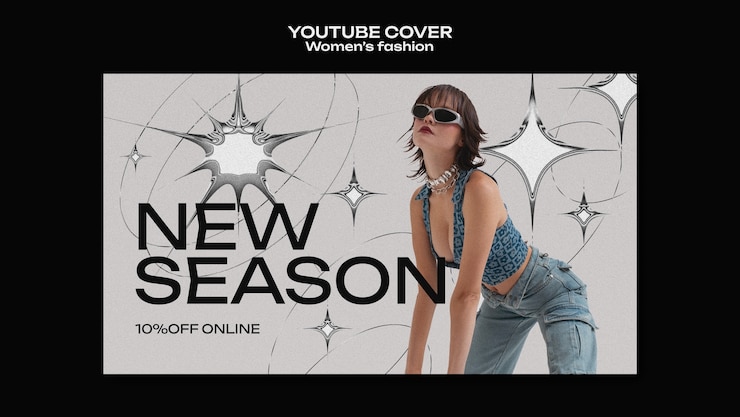 Kostenlose PSD youtube-cover für damenmode