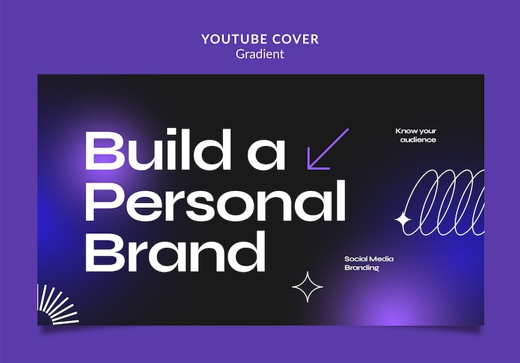 Kostenlose PSD youtube-cover für das persönliche branding-konzept mit farbverlauf