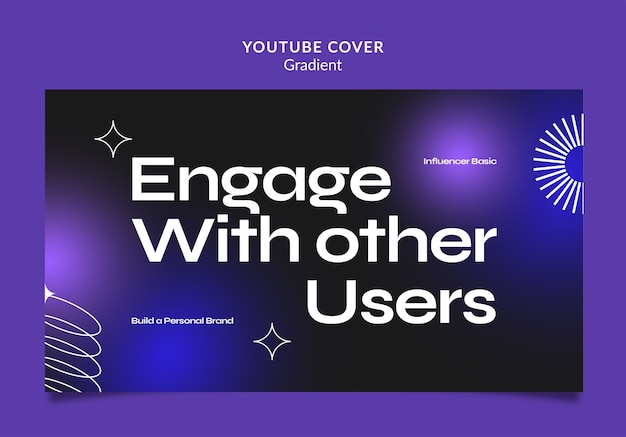 Kostenlose PSD youtube-cover für das persönliche branding-konzept mit farbverlauf