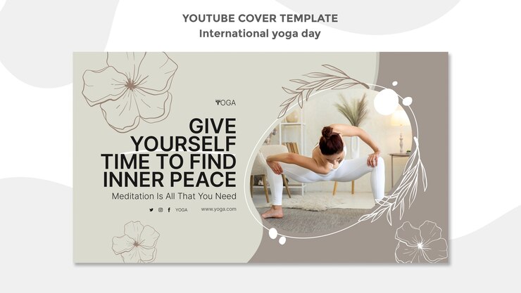 Kostenlose PSD youtube-cover für den internationalen yoga-tag