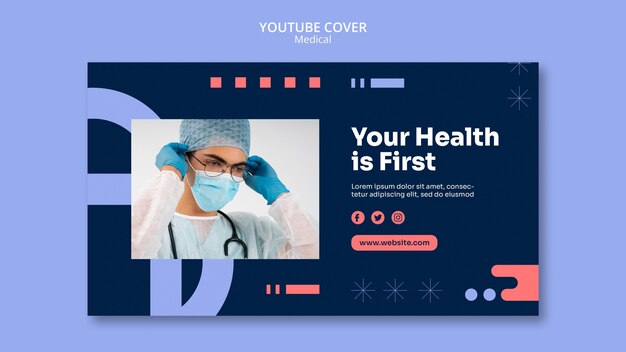 Youtube-Cover für die medizinische Versorgung im flachen Design