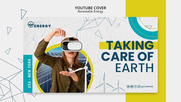 Kostenlose PSD youtube-cover für erneuerbare energielösungen
