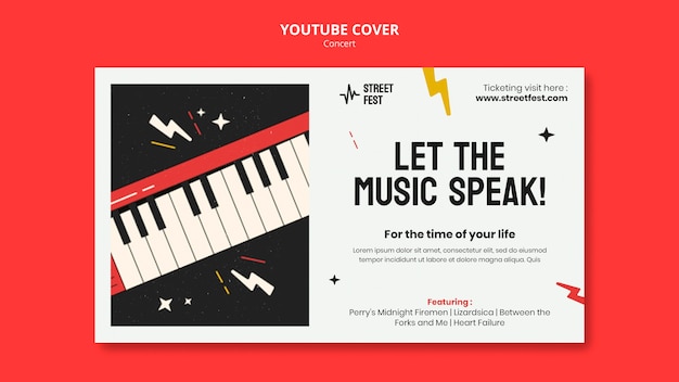 YouTube-Cover für Konzerte im flachen Design