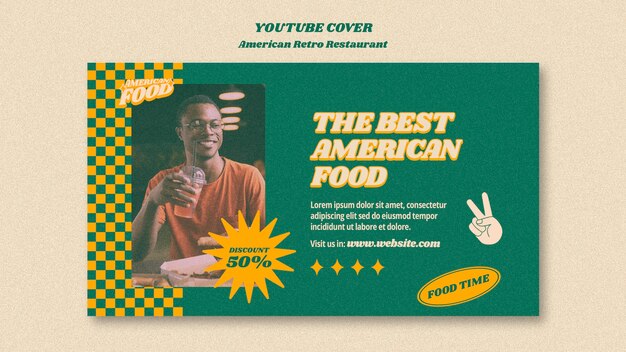 YouTube-Cover-Vorlage für amerikanische Retro-Restaurants