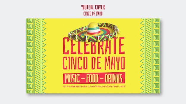 Kostenlose PSD youtube-cover-vorlage für cinco de mayo-feier