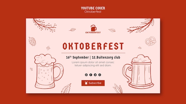 Kostenlose PSD youtube-cover-vorlage für das oktoberfest