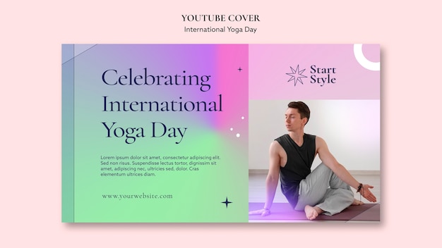 Kostenlose PSD youtube-cover-vorlage für den internationalen yoga-tag