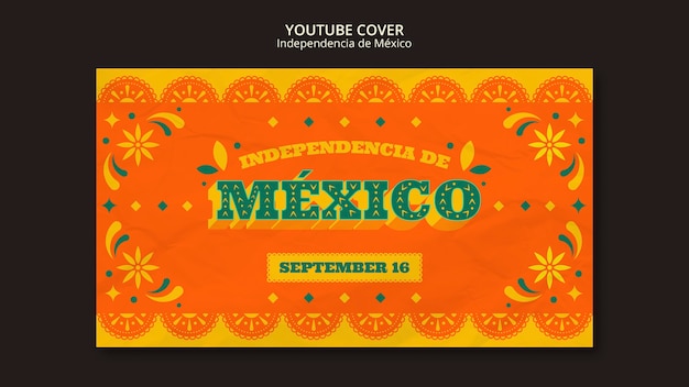 Kostenlose PSD youtube-cover-vorlage für den mexikanischen unabhängigkeitstag