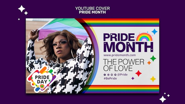 Kostenlose PSD youtube-cover-vorlage für den pride-monat